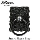 スマホリング メンズ アクセサリー Roen Black ロエン ブラック 四角 スマホ スタンド バンカー ホールド リング タブレット アイフォン ギャラク...