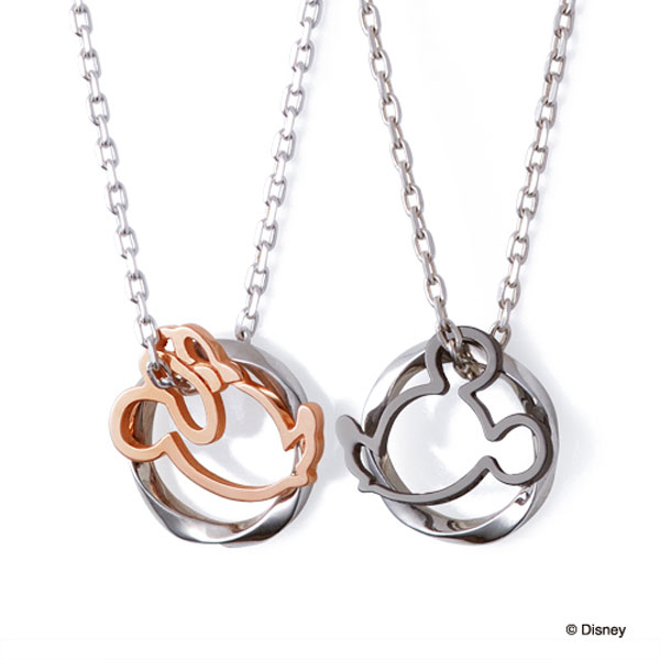 さあ運試し 最大100%還元 11/30まで ザ キッス THE KISS ペアネックレス ディズニーコレクション ミッキー&ミニー フェイス ダブルチャーム ...