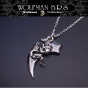 ウルフマン ネックレス メンズ ウルフマン WOLFMAN BRS ネックレス ホワイトファングウルフ クロー ブルートパーズ Pー32BKーBL エクセルワールド クリスマス ギフト プレゼントにも ブランド おしゃれ アクセサリー TP10