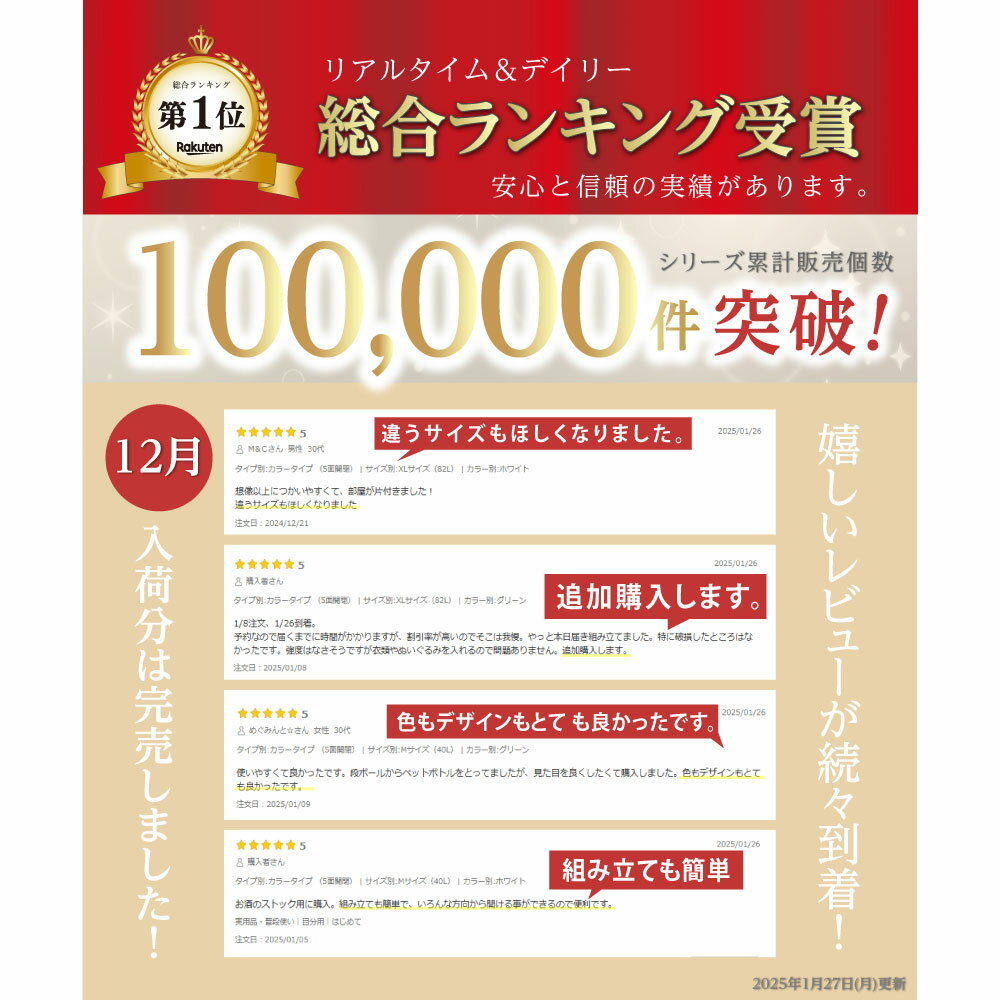 【78%OFF クーポン利用で968円】 【総合ランキング1位 即納！】収納ボックス 折畳み キャスター付き 5面開閉 収納ケース 押入れ収納 組立簡単 27L/40L/53L/82L 積み重ね 衣装収納ボックス フタ付き ボックス コンパクト 透明 収納コンテナ 衣類 布団 f-00003