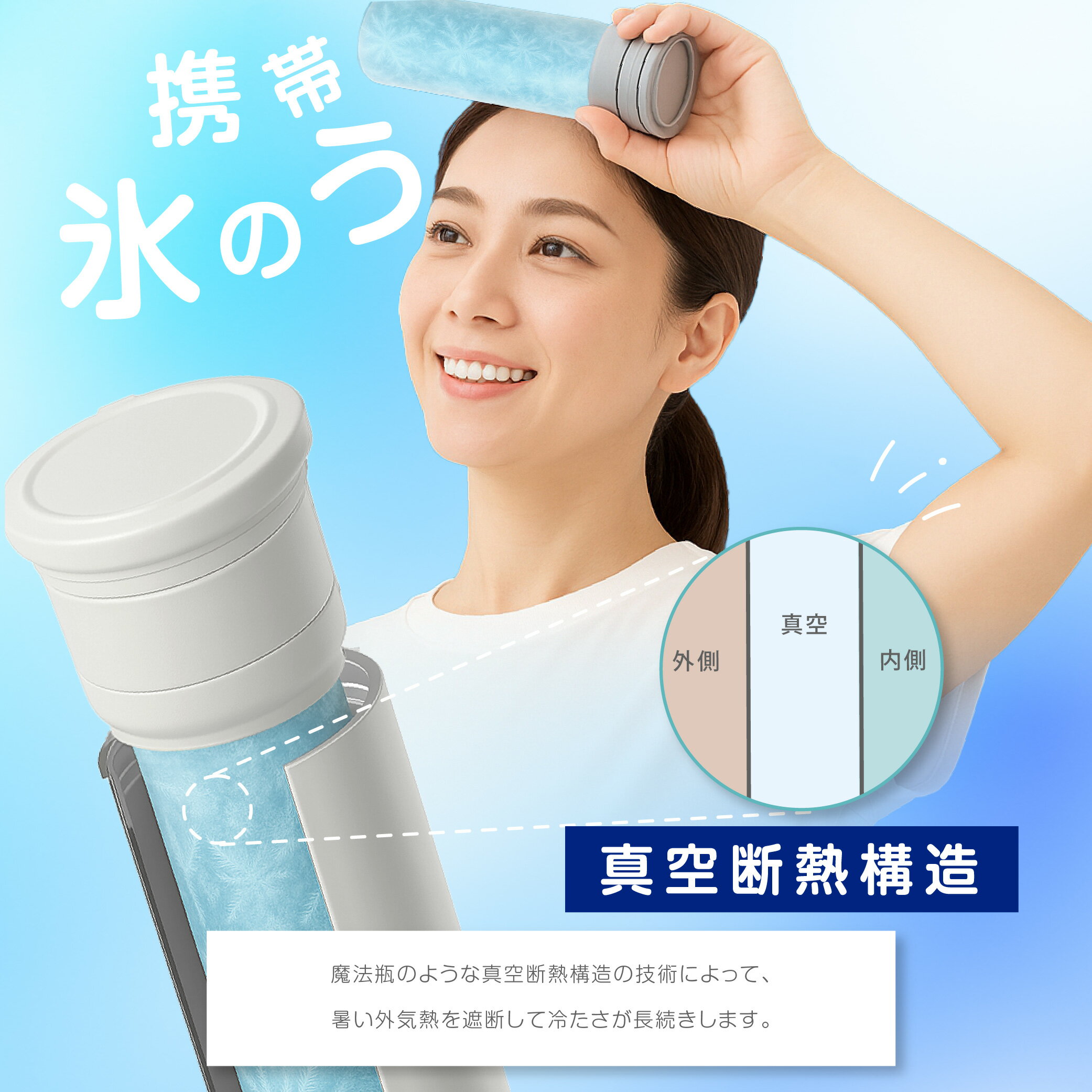 【80%OFFクーポン利用で996円】氷のう ネッククーラー 冷感グッズ 保冷ボトル 携帯氷のう 真空断熱 長時間保冷 首元ひんやり 暑さ対策 熱中症対策 アウトドア スポーツ 冷却アイテム f-00127