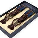 BRETELLE&BRACES イタリアハンドメイドサスペンダー レザーコンビエラスティック ネイビー メンズ ブランド