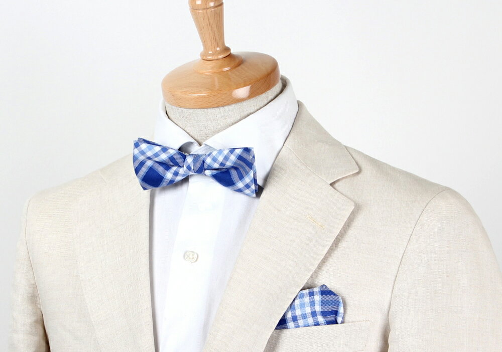 タータンチェック蝶ネクタイ ブルー メンズ 日本製 EXCY FORMAL