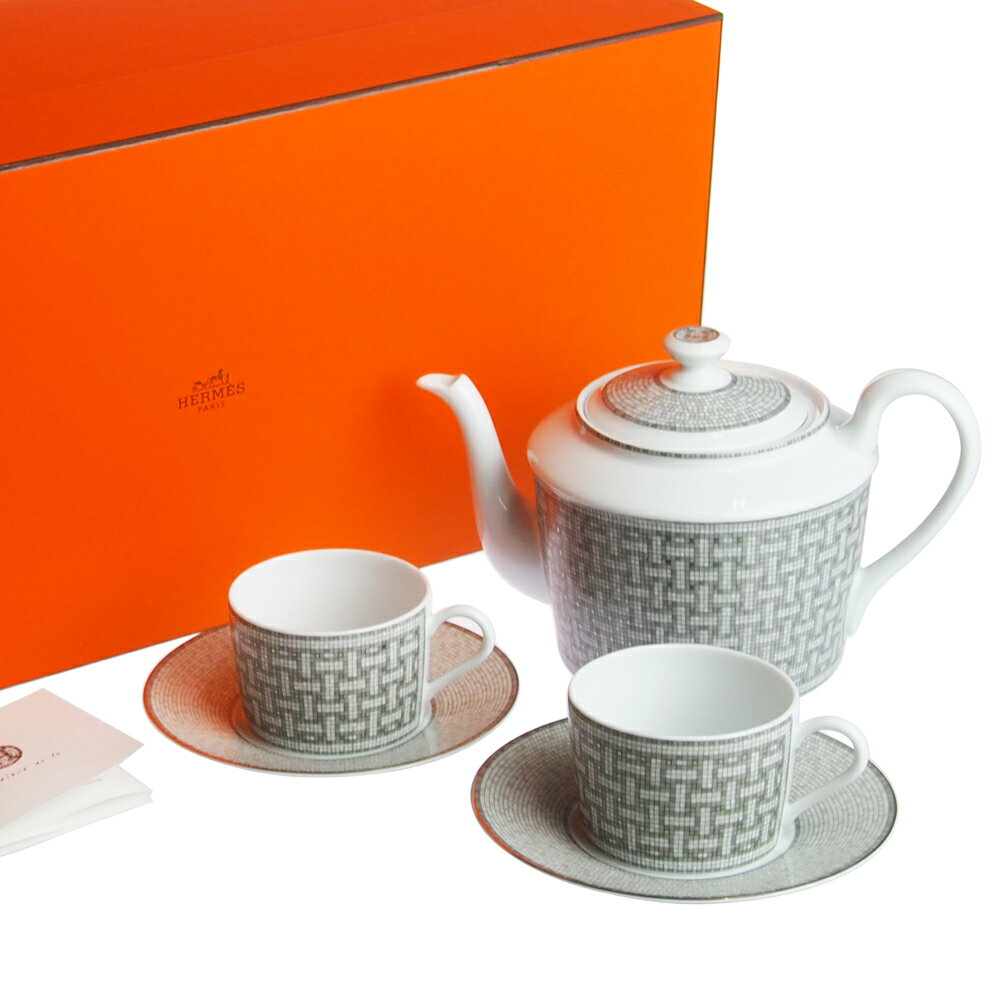 エルメス (HERMES) モザイク プラチナ 24 ティーポット ティーカップ&ソーサー ペアセットのサムネイル
