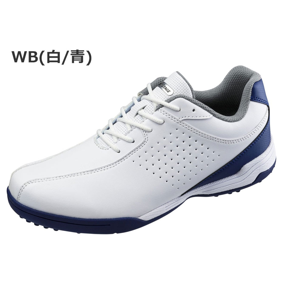 ブリヂストン ゴルフシューズ メンズ フィットトレッド SHTS3S WB 白×青 3E スパイクレス 紐 軽量 ツアーステージ BRIDGESTONE GOLF TOURSTAGE