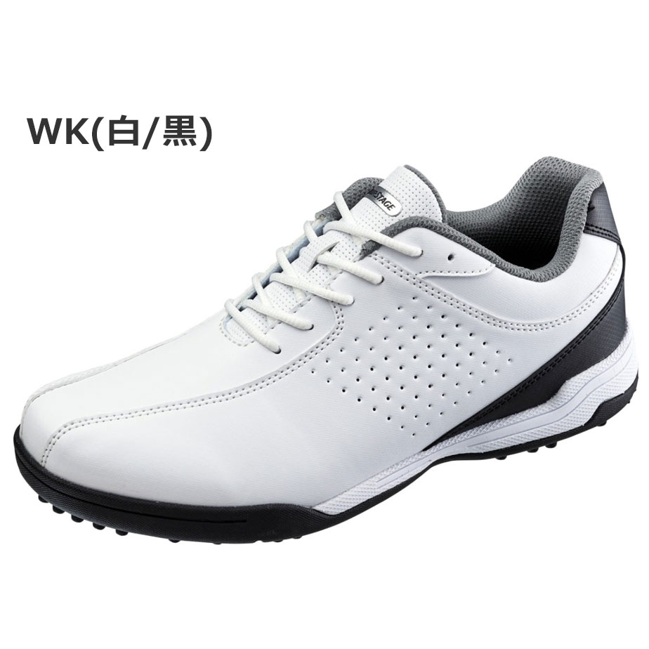 ブリヂストン ゴルフシューズ メンズ フィットトレッド SHTS3S WK 白×黒 3E スパイクレス 紐 軽量 ツアーステージ BRIDGESTONE GOLF TOURSTAGE