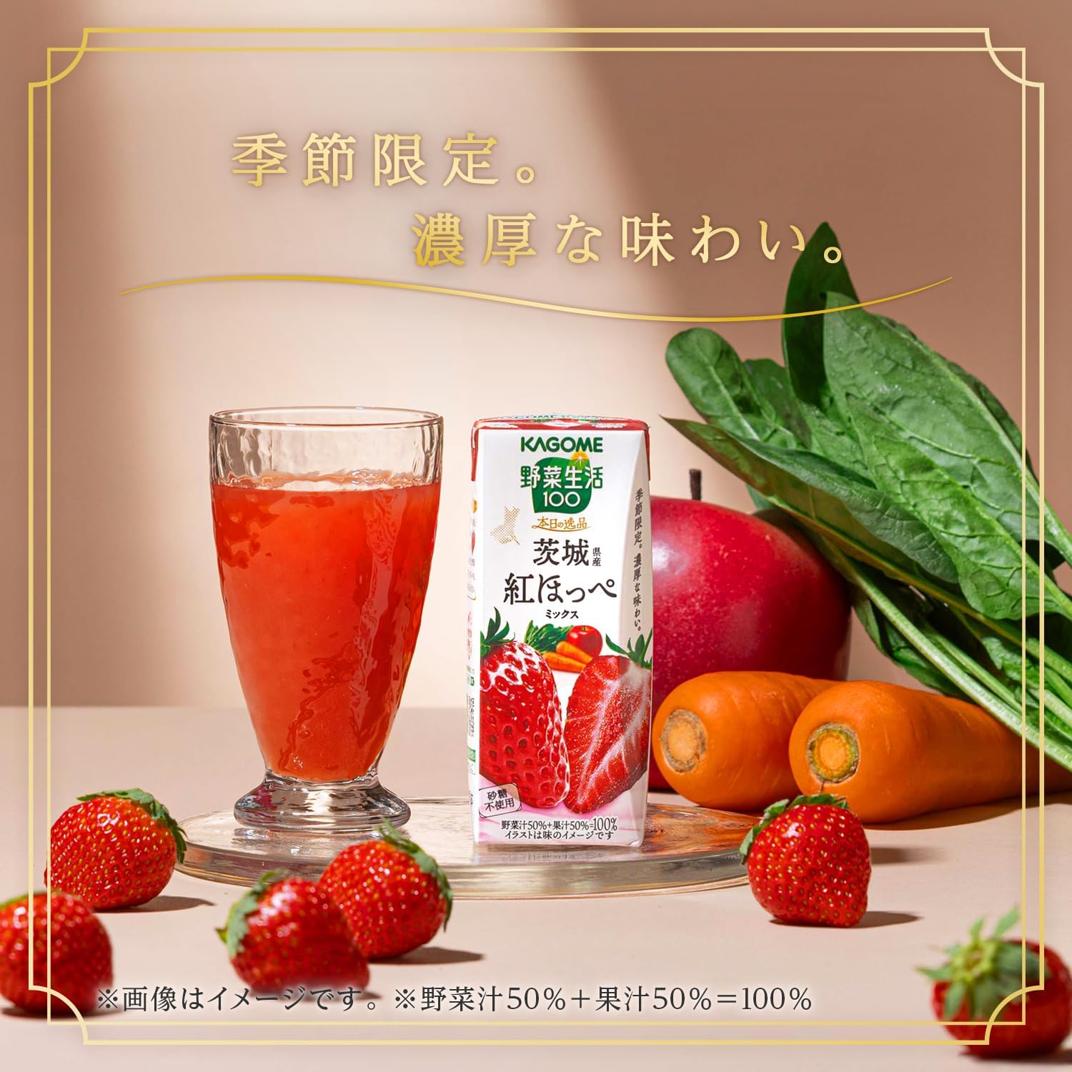 exicoast Internet store 2号店のカゴメ 野菜生活100 本日の逸品 茨城県産紅ほっぺミックス 195ml×48本賞味期限2026/11/20｜アングル2
