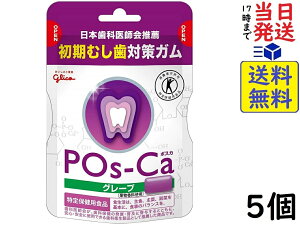 トクホ 江崎グリコ ポスカ グレープ エコパウチ 初期虫歯対策ガム 75g ×5個賞味期限2025/01