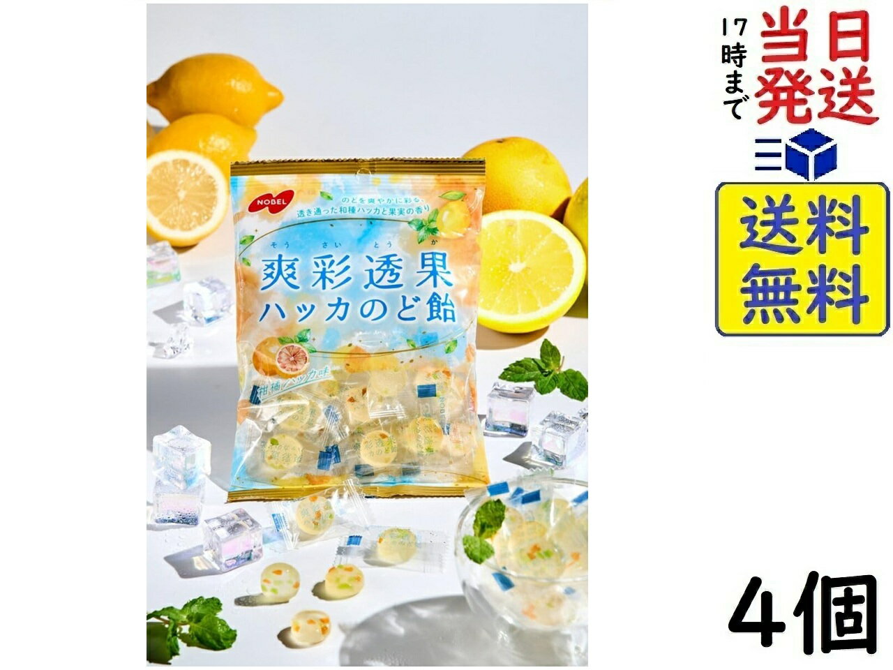 ノーベル 爽彩透果 ハッカのど飴 65g×4個賞味期限2026/08のサムネイル