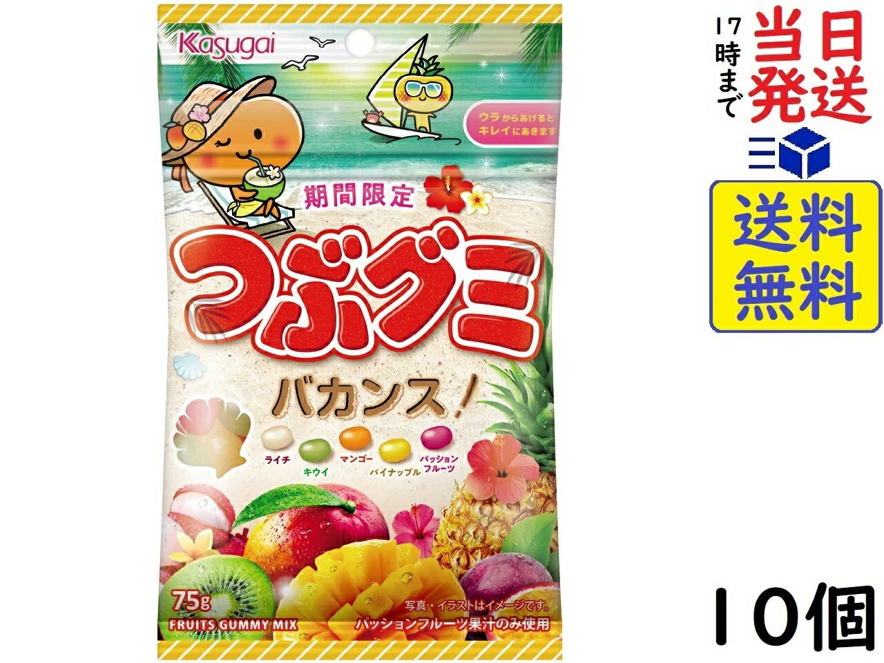 春日井製菓 つぶグミ バカンス 75g ×10個賞味期限2024/12