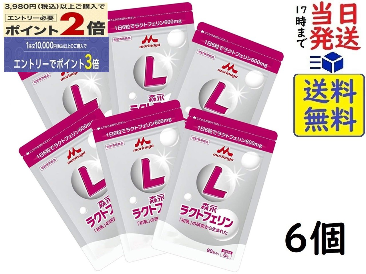 森永乳業 ラクトフェリン 90粒 6個 （1日6錠×90日分）　賞味期限2027/06/17