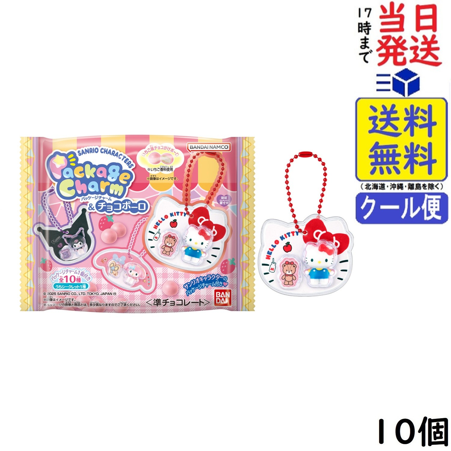 サンリオキャラクターズ パッケージチャーム&チョコボーロ 10個 BOX 食玩 賞味期限2027/01