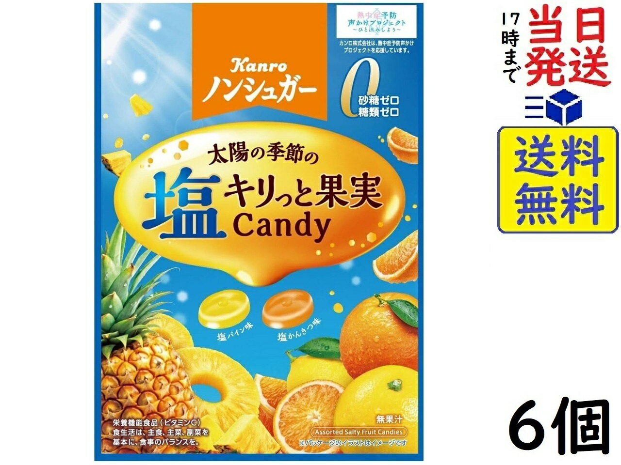 カンロ ノンシュガー 塩キリっと果実キャンディ 70g×6個 賞味期限2026/06