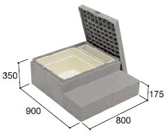 【送料無料】ハウスステップ　Rタイプ900×800×350タイプ　収納庫付（城東テクノ）