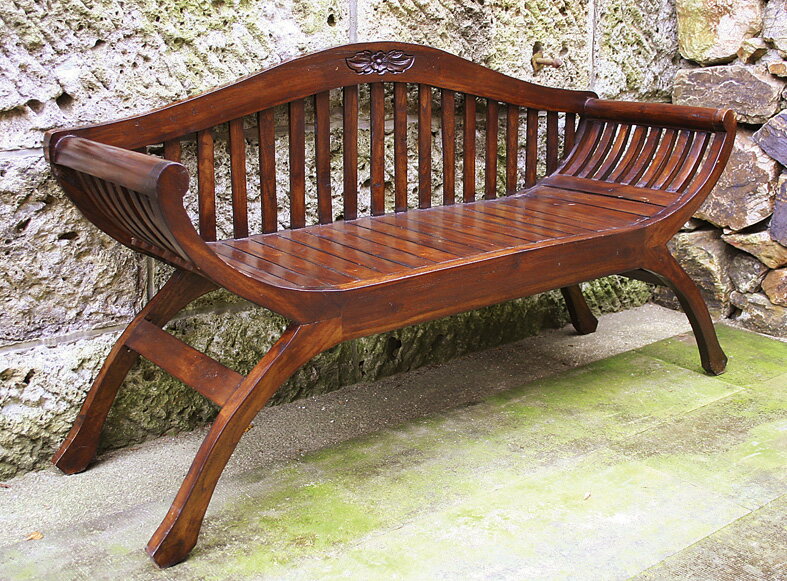 木制 - 背もたれ付ユーユラブチェア（71118）（ジャービス商事）ファニチャー　家具　チェアー　イス　椅子　ベンチ　インテリア　室内向き　マホガニー　木製