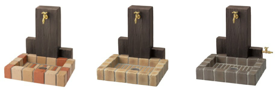 木をモチーフにした立水栓は、花や木に良く合い様々なガーデニングスタイルに合わせることができます。 庭の雰囲気をより魅力的にみせるアンティークな立水栓が、ガーデニングの世界をさらに広げます。 サイズ・仕様 蛇口・補助蛇口は別売りになります 規格寸法（W×D×H） サークルタイプ　600×555×626 スクエアタイプ　590×531×626 重量（kg/個） 38/43kg 材質　VFRC＝ビニロンファイバー補強軽量コンクリート※地中配管仕様（専門業者による工事が必要となります） 蛇口・補助蛇口は別売りになります ↓こちらからお選び下さい↓ 関東限定販売 関東地域外への販売は行っておりません。 納期： 1週間〜2週間程度 配達指定： 曜日指定可 時間帯指定不可 ↓その他の立水栓はこちらから↓ ※蛇口を取り付ける際は、シールテープによりねじこみしろを調整し、蛇口のつば表面が、タイルを圧迫しないようご注意ください。 ※蛇口は別売品です。 ※水鉢や化粧砂利等の撮影用小物は、製品本体に含まれていません。 ※取り付ける蛇口により、蛇口から出る水が排水目皿の上にこない場合がありますことをご了承ください。 !!注意!! 立水栓ユニットは、すべて寒冷地用ではありません。配管内部の水の凍結が予想される場合は、製品の破損を防ぐため、配管内部の水抜き、毛布による保温、蛇口の開放等の凍結防止対策をおこなってください。