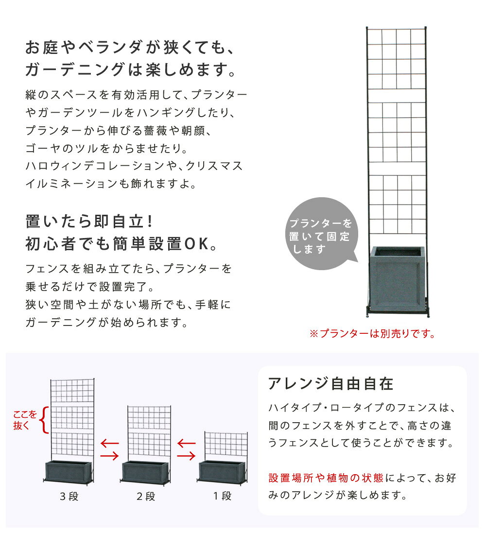 プランター台付フェンス（スリムタイプ）「グラフ」【住まいスタイル】【送料無料...
