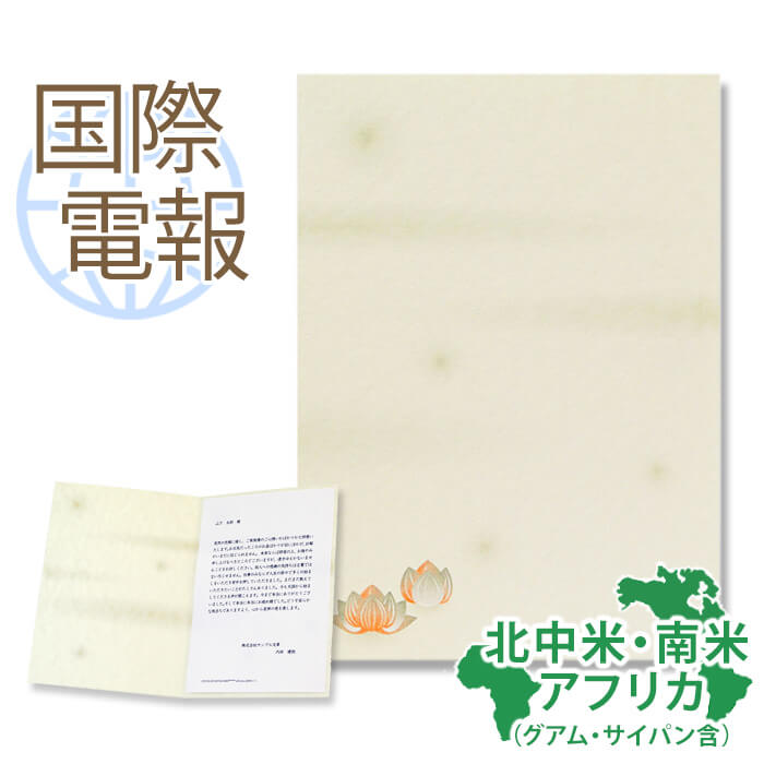 国際電報 弔電 お悔やみ 紙素材カード ｢凌雲」 【海外 北中米・南米・アフリカあて専用】 送料無料 海..