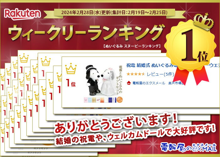 祝電 結婚式 ぬいぐるみ電報「スヌーピーウエディング　洋風L」と「紙素材カード電報」のセット 電報 送料無料 祝電 メッセージ 結婚 結婚式 結婚祝い ウェディング ブライダル ギフト プレゼント 洋装 ウェルカムドール PEANUTS SNOOPY 即日発送 翌日配送 あす楽