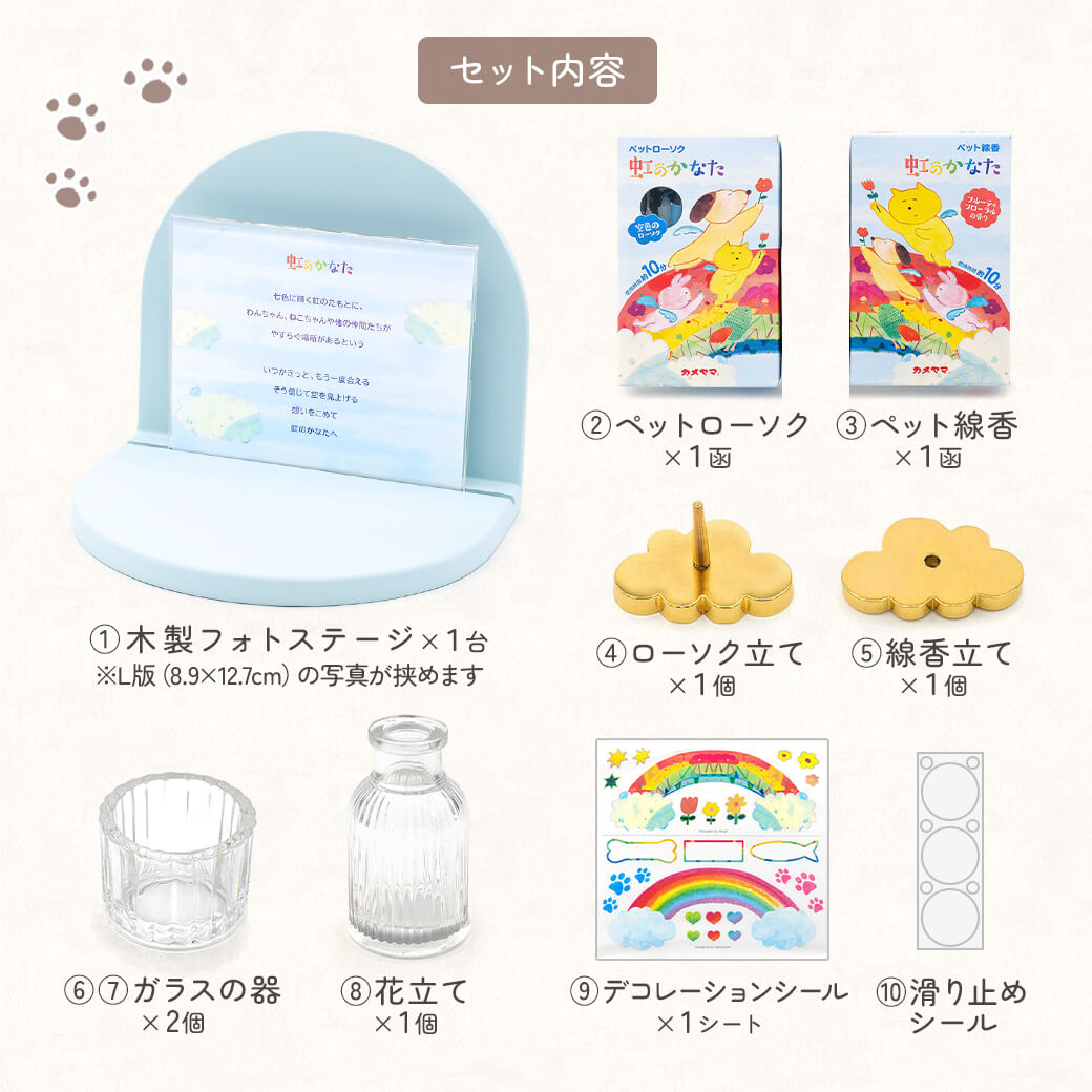 ペット供養 電報 ｢虹のかなた メモリアルステージセット 空色｣ 電報セット 送料無...