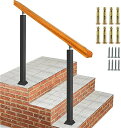 【人気商品】屋外 階段 手すり 玄関手すりDIY 無垢材の手摺りマットブラックアイアン階段手すり角度調整可能 屋内屋外用 簡単な取り付け歩行者用補助てすり 介護...