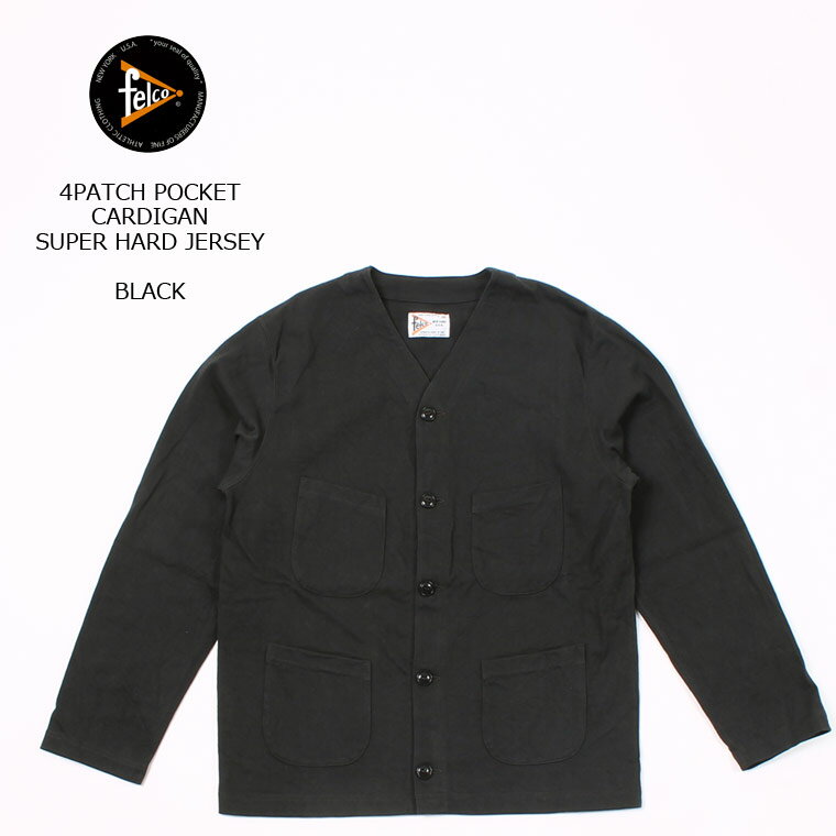 FELCO (フェルコ) 4PATCH POCKET CARDIGAN SUPER HARD JERSEY - BLACK カーディガン メンズ’