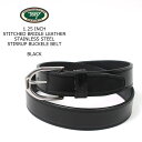 TORY LEATHER (g[U[) 1.25 INCH STITCHED BRIDLE LEATHER STAINLESS STEEL STIRRUP BUCKLE BELT - BLACK U[xg Y