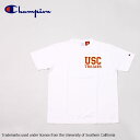 CHAMPION (`sI) T-1011 S/S US PRINT T-SHIRT USC - WHITE_MAROON vgTVc Y