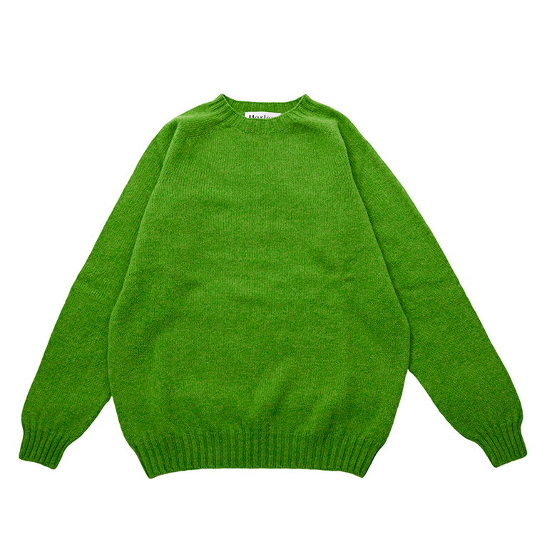 HARLEY OF SCOTLAND (ハーレーオブスコットランド) PURE NEW WOOL SADDLE SHOULDER CREW NECK SWEATER - GARDEN LEAF