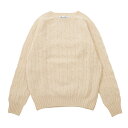 HARLEY OF SCOTLAND (ハーレーオブスコットランド) ALLOVER CABLE CREW NECK SWEATER 100% PURE NEW WOOL - CREAM