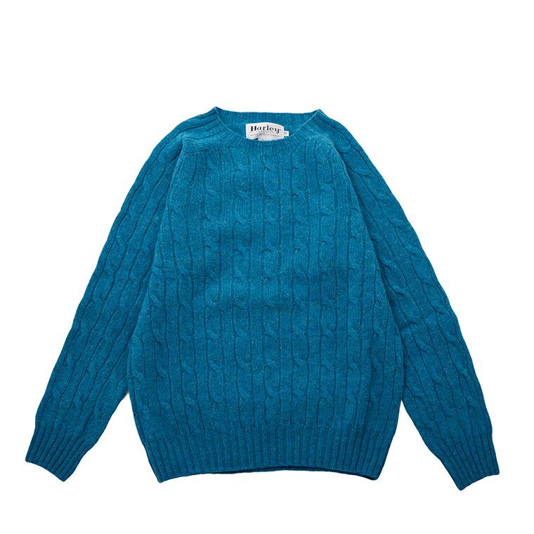 HARLEY OF SCOTLAND (ハーレーオブスコットランド) ALLOVER CABLE CREW NECK SWEATER 100% PURE NEW WOOL - PENNAN BAY