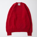 JAMIESON'S セーター メンズ 【サイズ40】JAMIESON'S (ジャミーソンズ) SHETLAND PLAIN SADDLE SHOULDER CREW NECK ELBOW SUEDE PATCH - 525 RED_17 BROWN SUEDE