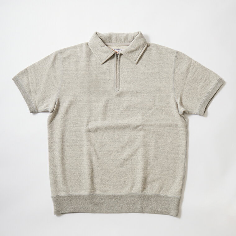 FELCO (フェルコ) 10oz LT WEIGHT FRENCH TERRY S/S HALF ZIP SWEAT - TWISTED GREY 半袖 ハーフジップ スウェット メンズ