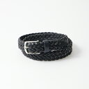 HALCYON BELT COMPANY (nVIxgJpj[) 8PLAIT PEWTER BUCKLE - BLACK U[xg Y