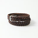 HALCYON BELT COMPANY (ハルシオンベルトカンパニー) 8PLAIT PEWTER BUCKLE - DK BROWN レザーベルト メンズ’