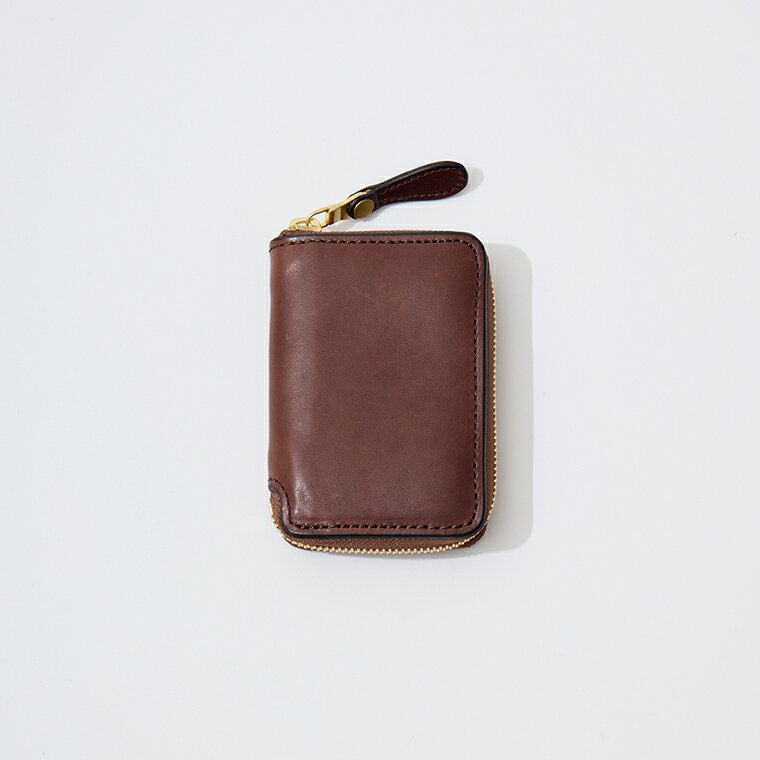 KC'S LEATHER CRAFT (ケイシイズレザークラフト) MINI ROUND ZIP WALLET VINTAGE HORSE - CHOCOLATE ミニウォレット ホースレザー