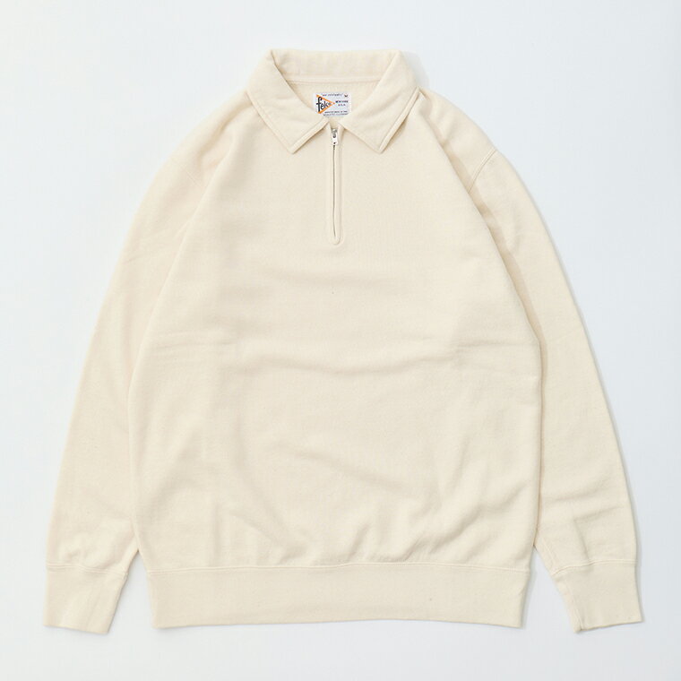 FELCO (フェルコ) 10oz LT WEIGHT FRENCH TERRY L/S HALF ZIP COLLARED SWEATSHIRT - NATURAL ハーフジップ メンズ