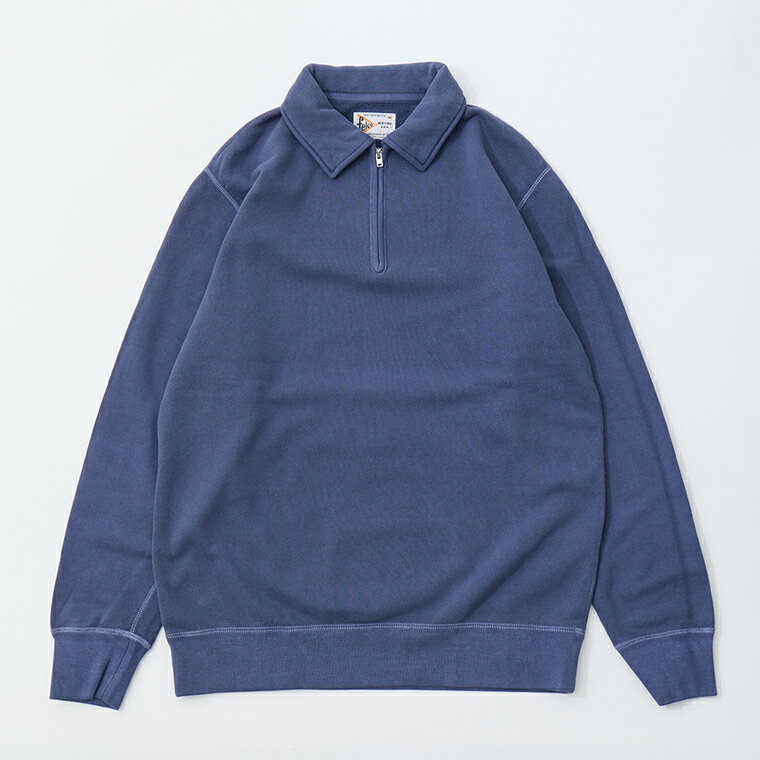 Rakuten - FELCO (フェルコ) 10oz LT WEIGHT FRENCH TERRY L/S HALF ZIP COLLARED SWEATSHIRT - PGR NAVY ハーフジップ メンズ
