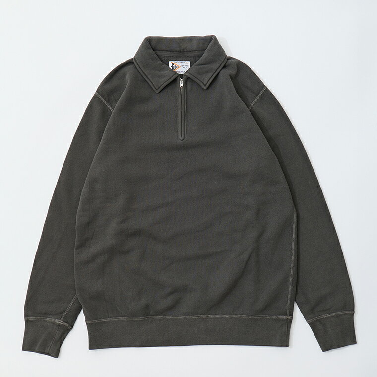 Rakuten - FELCO (フェルコ) 10oz LT WEIGHT FRENCH TERRY L/S HALF ZIP COLLARED SWEATSHIRT - PGR BLACK ハーフジップ メンズ