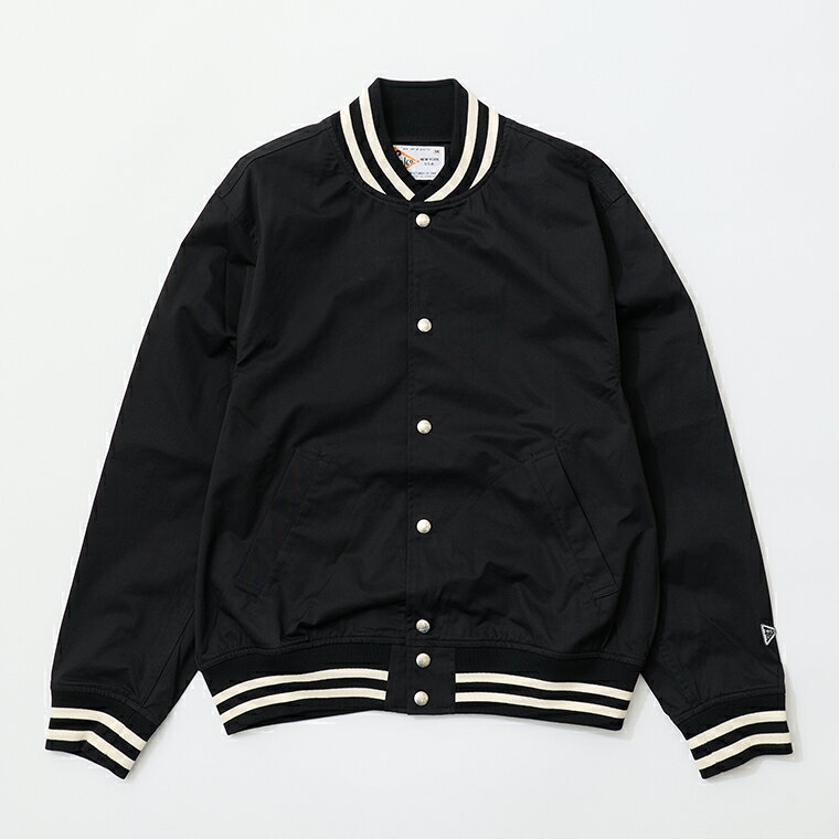 Rakuten - FELCO (フェルコ) POPLIN AWARD JACKET - BLACK_BLACK&NATURAL STRIPE ポプリン スタジャン メンズ