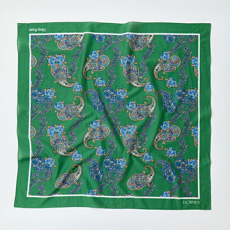 D.C. WHITE (ディーシーホワイト) VINTAGE BANDANA - GREEN コットンシルク ヴィン...