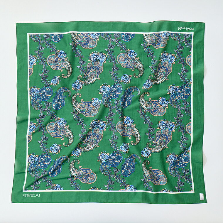 D.C. WHITE (ディーシーホワイト) VINTAGE BANDANA - GREEN コットンシルク ヴィン...