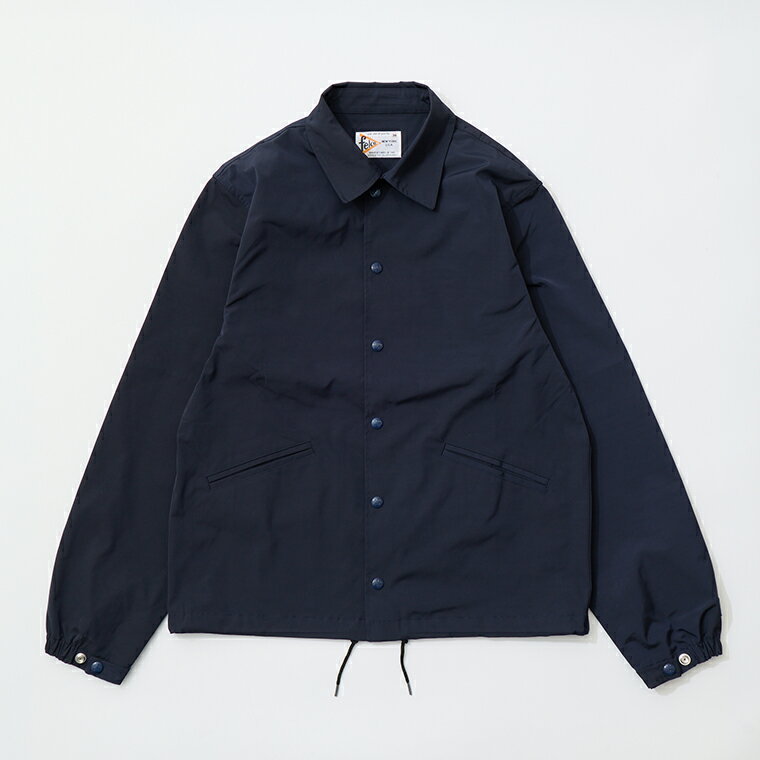 FELCO (フェルコ) CLASSIC FIT SET IN SLEEVE UNLINED COACH JACKET SNAP BUTTON FRONT - NAVY コーチジャケット メンズ