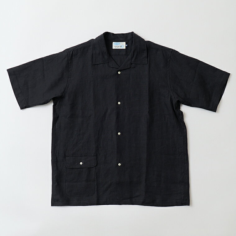 Rakuten - WORKERS (ワーカーズ) OPEN COLLAR SHIRT - BLACK LINEN リネンシャツ メンズ
