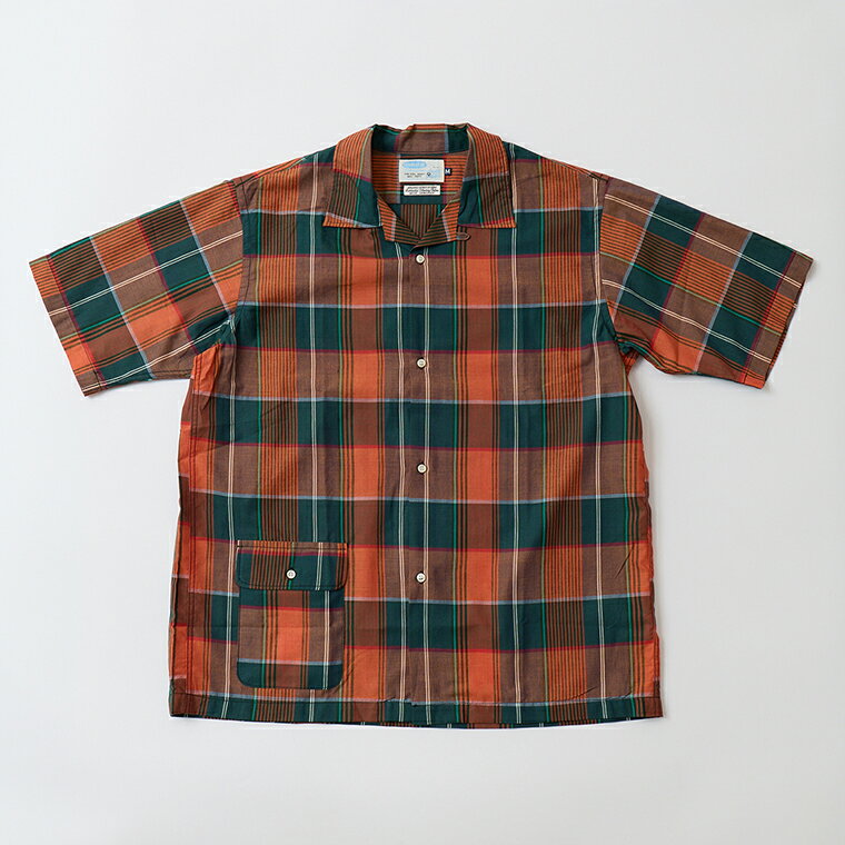 Rakuten - WORKERS (ワーカーズ) OPEN COLLAR SHIRT - ORANGE MADRAS オープンカラーシャツ メンズ