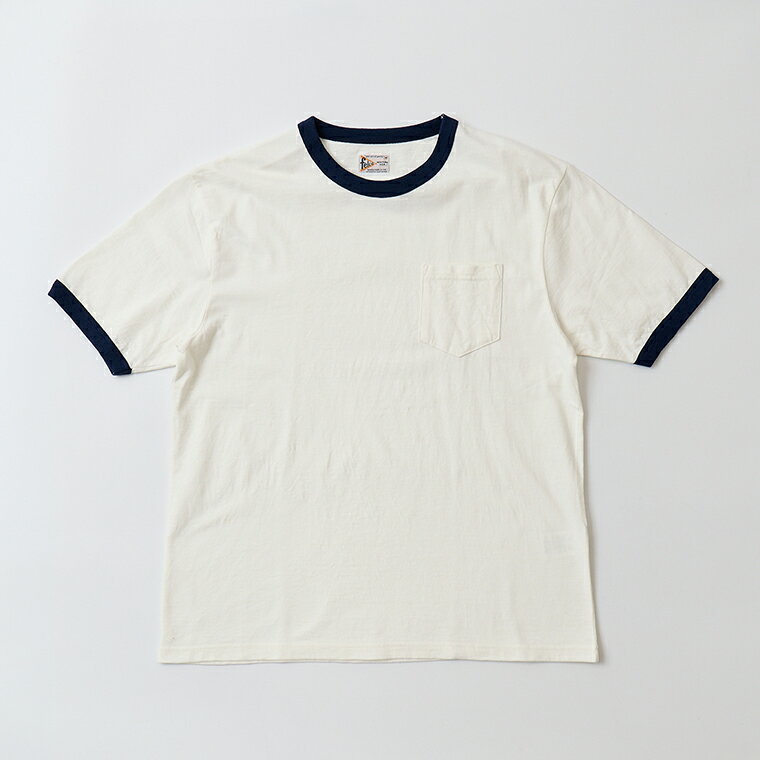 Rakuten - FELCO (フェルコ) S/S RINGER POCKET TEE 8812 VINTAGE JERSEY - WHITE_NAVY リンガーTシャツ メンズ