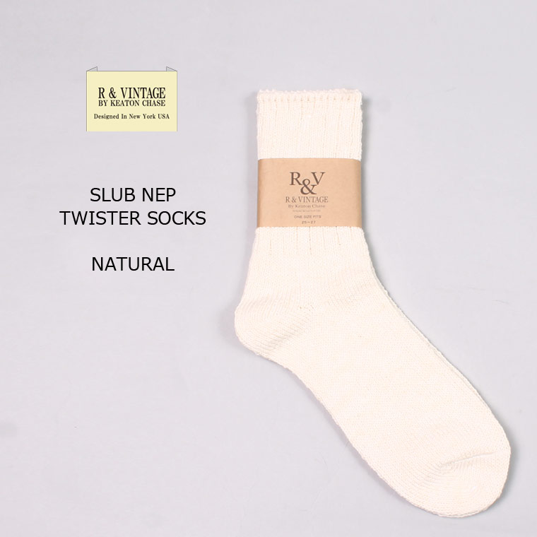 R&VINTAGE (アール アンド ビンテージ) SLUB NEP TWISTER SOCKS - NATURAL ソックス 靴下 メンズ
