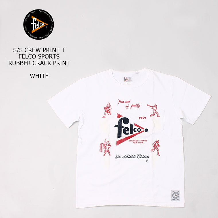 FELCO (フェルコ) S/S CREW PRINT T FELCO SPORTS RUBBER CRACK PRINT - WHITE  Tシャツ メンズ