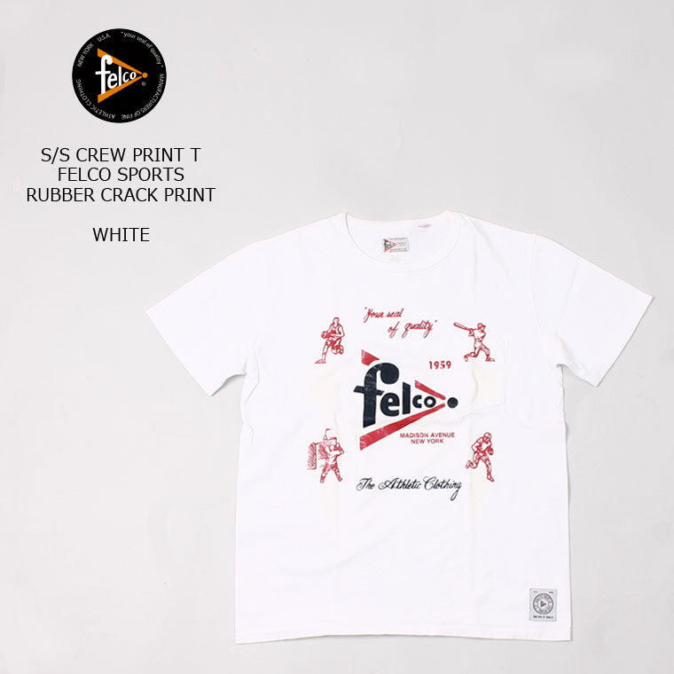 FELCO (フェルコ) S/S CREW PRINT T FELCO SPORTS RUBBER CRACK PRINT - WHITE [Mサイズ] Tシャツ メンズ