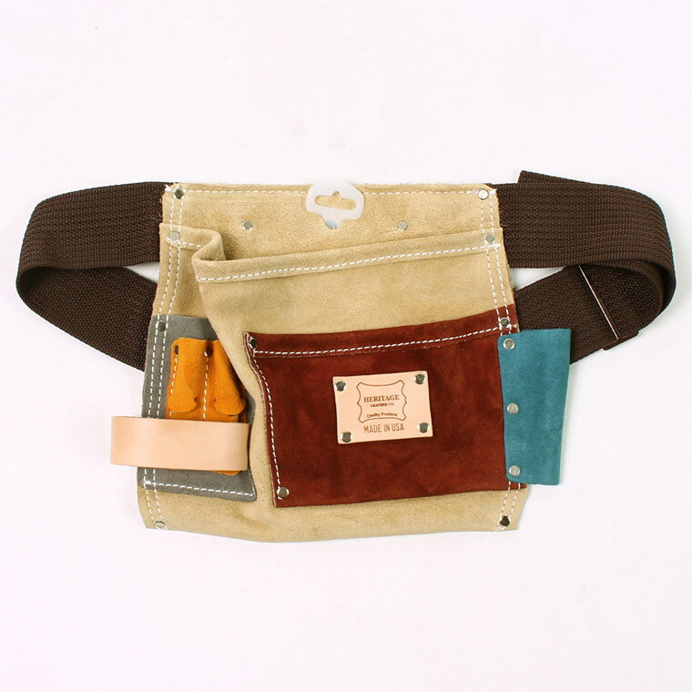 HERITAGE LEATHER (ヘリテイジレザー) MULTI COLOR SUEDE 5POCKET NAIL AND TOOL POUCH - MULTI ウエストポーチ メンズ